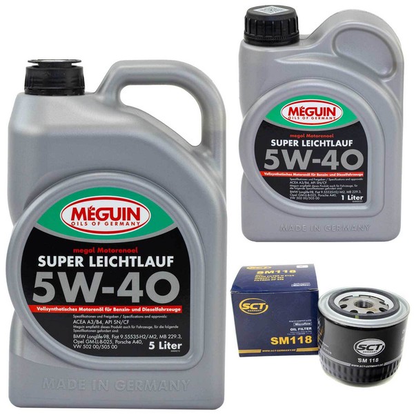MotoröL Set 5W-40 Vollsynth Meguin 6 Liter + ÖLfilter FüR Renault Megane Clio I-image