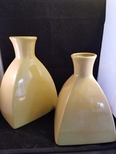 2 glazed mustard color Pottery Vases