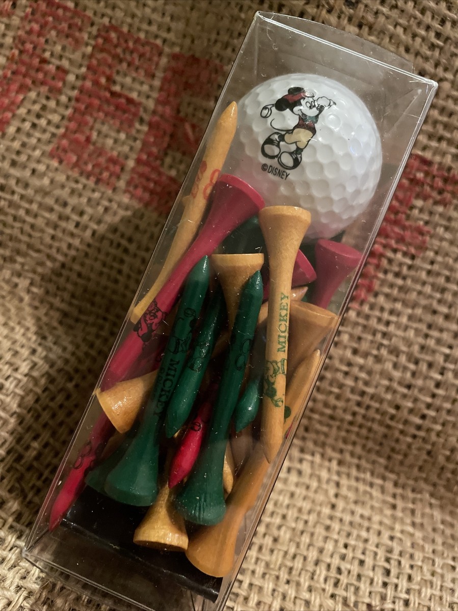 made in usa 80s〜90s Mickey Golf Tee Vintage Disney Mickey Mouse Wood Golf Tees And Ball Club de Golf