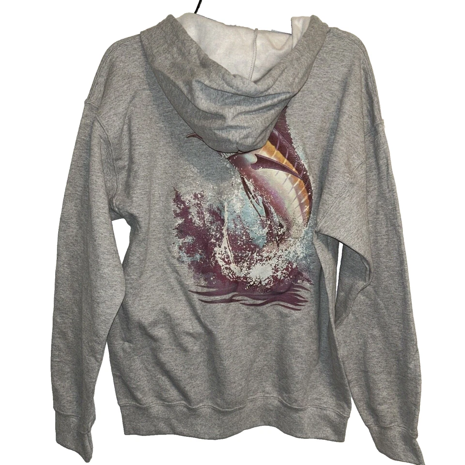 Chaqueta con capucha All-American Fishing para hombre, gris, mediana Foto 2 de 4