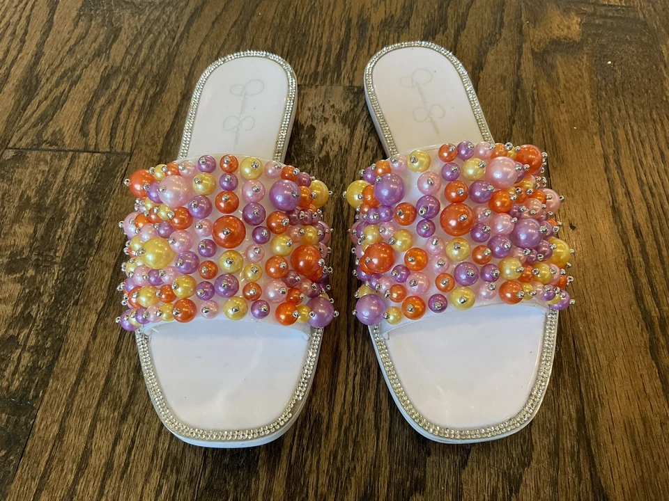 Jessica Simpson Kassime Crystal Embellished Jelly Slide Sandals Women's  9/40 - Image 4 of 4