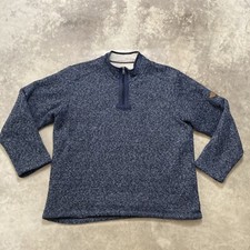Orvis Classic Collection Sweater Mens XL Pullover 1/4 Zip Sherpa-lined Navy Blue
