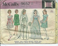 M 9652 sewing pattern 60's Bride GOWN Bridesmaid Wedding DRESS sew Train size 11
