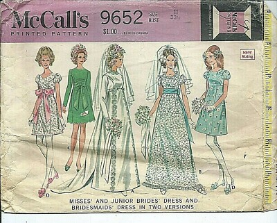M 9652 sewing pattern 60's Bride GOWN Bridesmaid Wedding DRESS sew Train size 11 | eBay M 9652 sewing pattern 60's Bride GOWN Bridesmaid Wedding DRESS sew Train size 11 | eBay