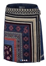 Desigual Girl's Stamped Denim Skirt Multicolor Sz 28