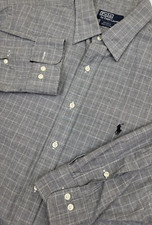 Polo Ralph Lauren Andrew Long Sleeve Shirt Gray Check Plaid Cotton Men Sz 17.5