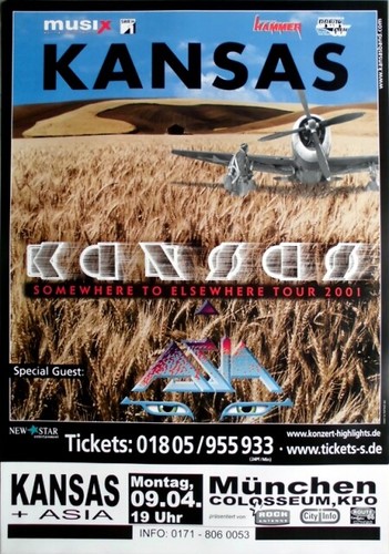 KANSAS - 2001 - Plakat - Asia - Somewhere to... Tour - Poster - München - Zdjęcie 1 z 1