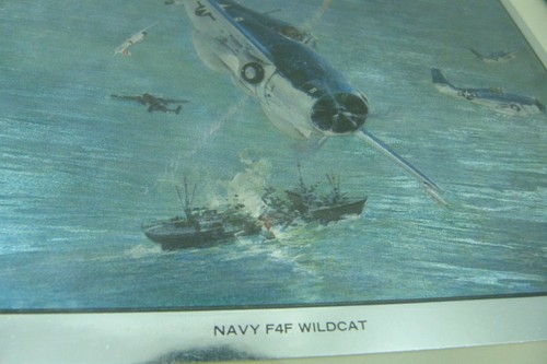 Vintage Naval Carrier Aircraft Foil Art Navy Wildcat Curtiss Lightning Liberator - Picture 4 of 5