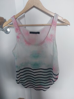 Alive Girl Size 10 Cute Stripey Cropped Singlet Tank Top Multicoloured ...