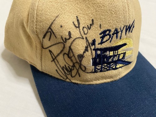 David Hasselhoff signed Autogramm Baywatch Mütze Baumwolle Kappe beige Strapback Vintage - Bild 2 von 12