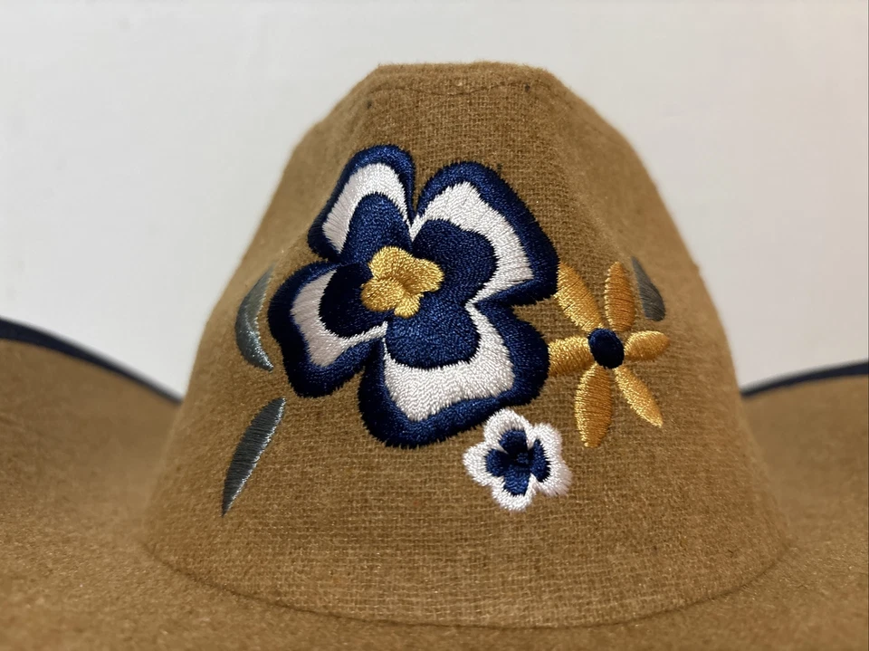 Addie и Тейт шляпа ребенка ясельного возраста девочек коричневый синий ободок вышитый цветочный ковбой новый - Изображение 3 из 4
