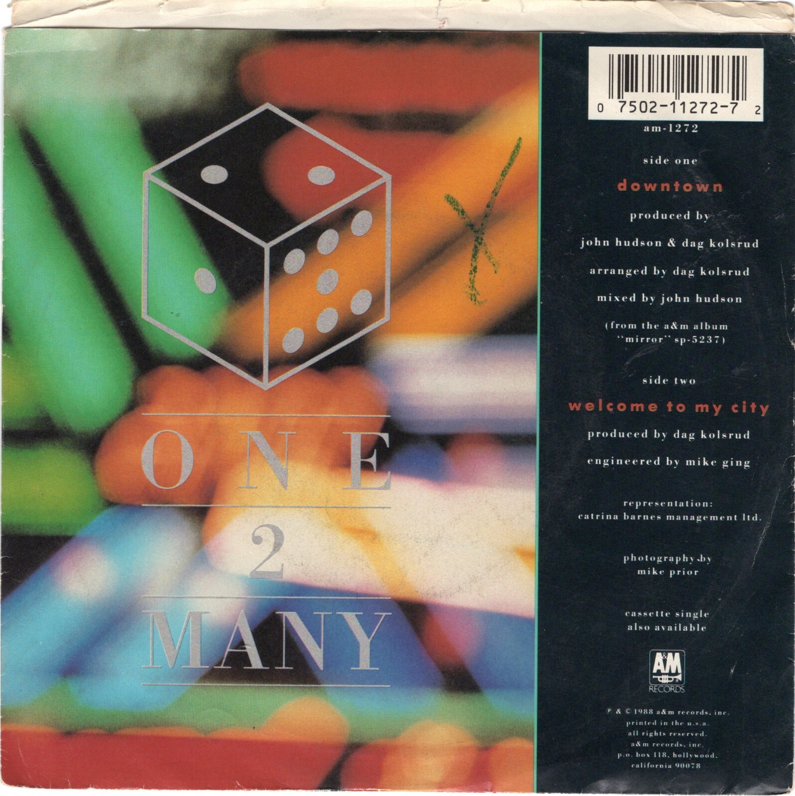 One 2 Many – Downtown 1988 A&M Rock VG+ | eBay