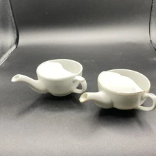 Antique  Invalid Feeder White and White With Gold Trim Feeder 2 Feeders