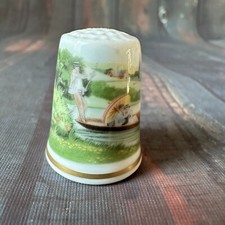 Royal Worcester Thimble Edwardian Scene Punting Boating on The River