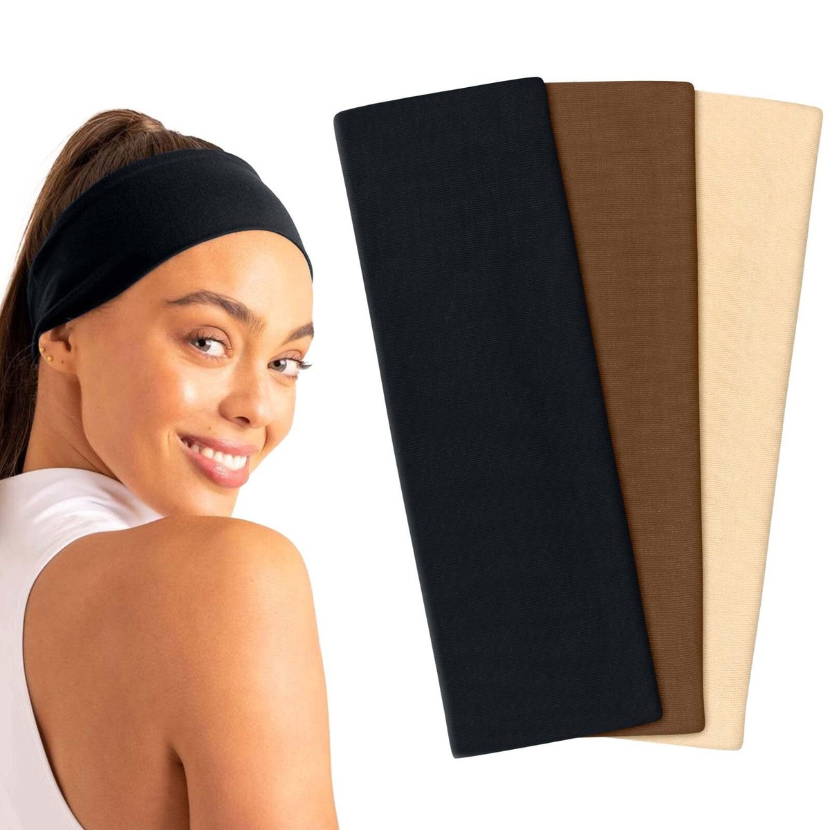 Lyneun 6 Stück Breite Stirnbänder Für Damen – Elastisch, Kreuz-Design | Für Sport, Yoga, Alltag | Baumwolle