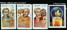 BRAZIL 1989 SC 2211-13 & 2217 WRITERS COMM. & THANKSGIVING MNH OG F/VF