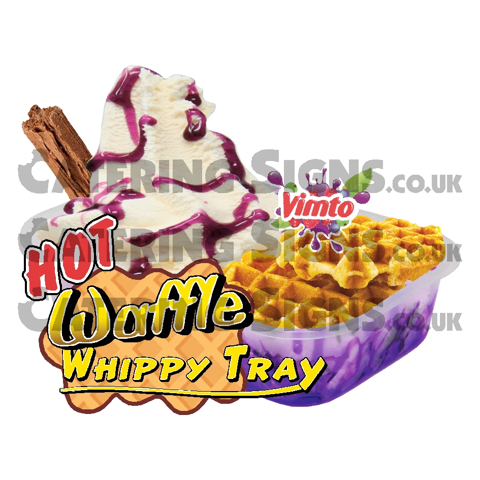 Vimto Hot Waffle Tray Whippy Ice Cream Sticker - Catering Trailer Die Cut Decal