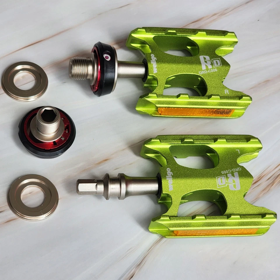 Pedales extraíbles Wellgo QRDII C006, aluminio 6061 CNC, verde - 1 par Foto 2 de 3
