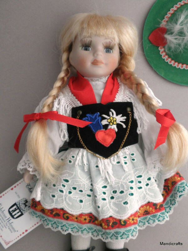 Edeltraut Hofmann Doll Porcelain 10in Germany Ethnic Dress Hang