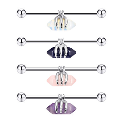 4 piezas Barra Industrial De Oreja Perforados Aretes Cartílago Hélice Earring