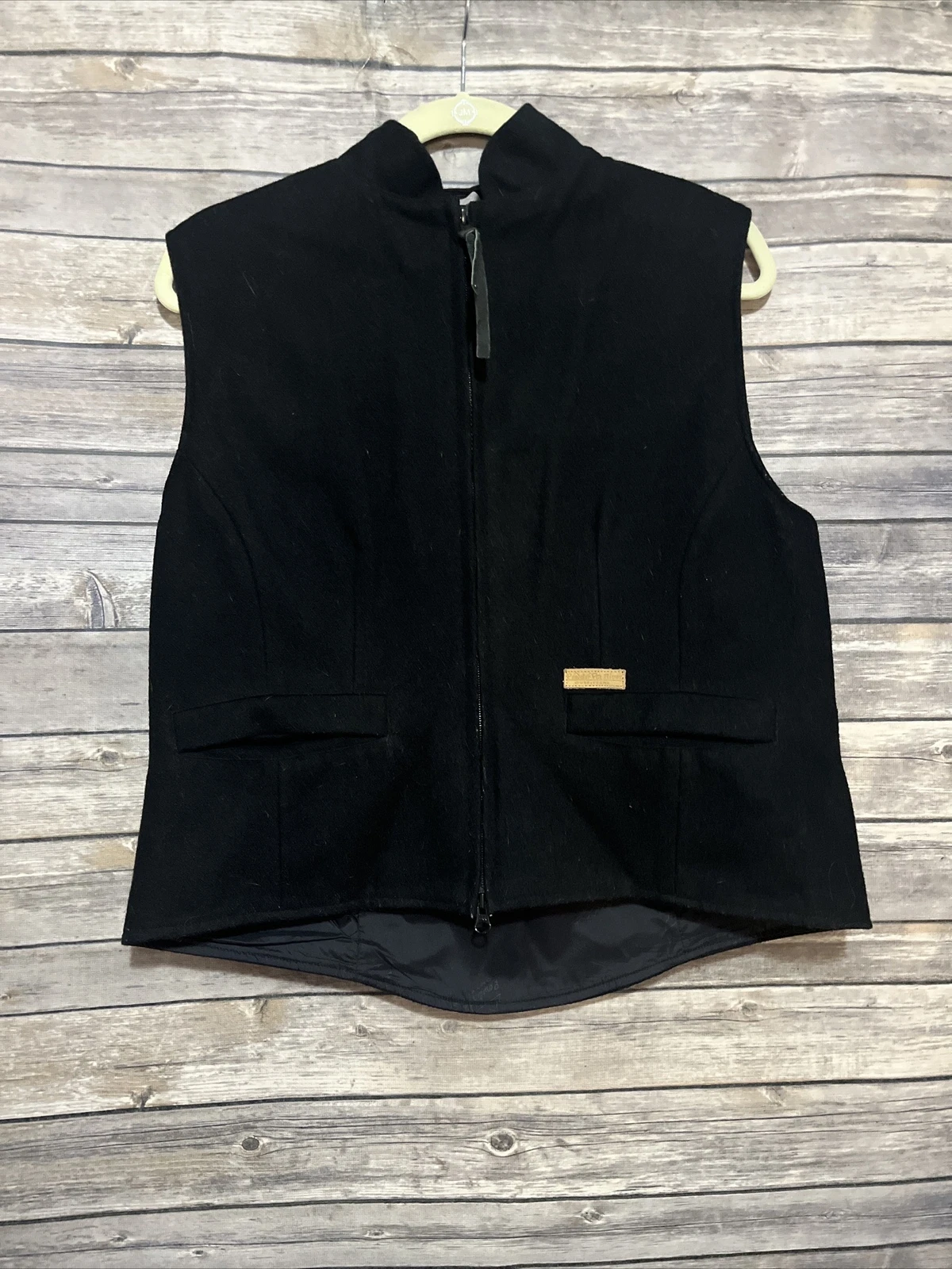 Powder River Panhandle Slim Vest Mens Large Black Wool Blend Full Zip Western