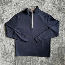 The Normal Brand Mens Long Sleeve 1/4 Zip Pullover  Navy Blue  Size Medium