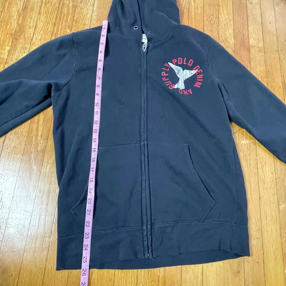 Sudadera con capucha de colección Denim & Supply Ralph Lauren negra Save The Whales cremallera completa mediana Foto 3 de 4