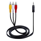 SatelliteSale 3.5mm Aux Jack Male to 3 RCA Male Audio/Video Cable Black(6 feet)