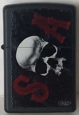 Zippo Sons Of Anarchy Black Matte SOA Skull Lighter, 46852, New In Box
