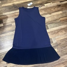 MICHAEL Michael Kors Women True Navy Sleeveless Pleated Hem Dress Size Xl