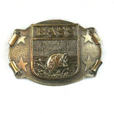 Vintage Bass Anglers Sportsman Society Fishing Belt Buckle Great American USA