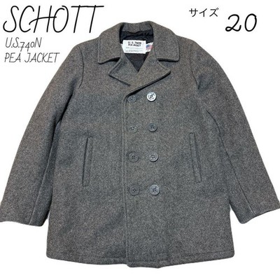 Schott Pea Coat Quilted Double Breasted U.S 740N Men's Gray Size 20 Made in USA