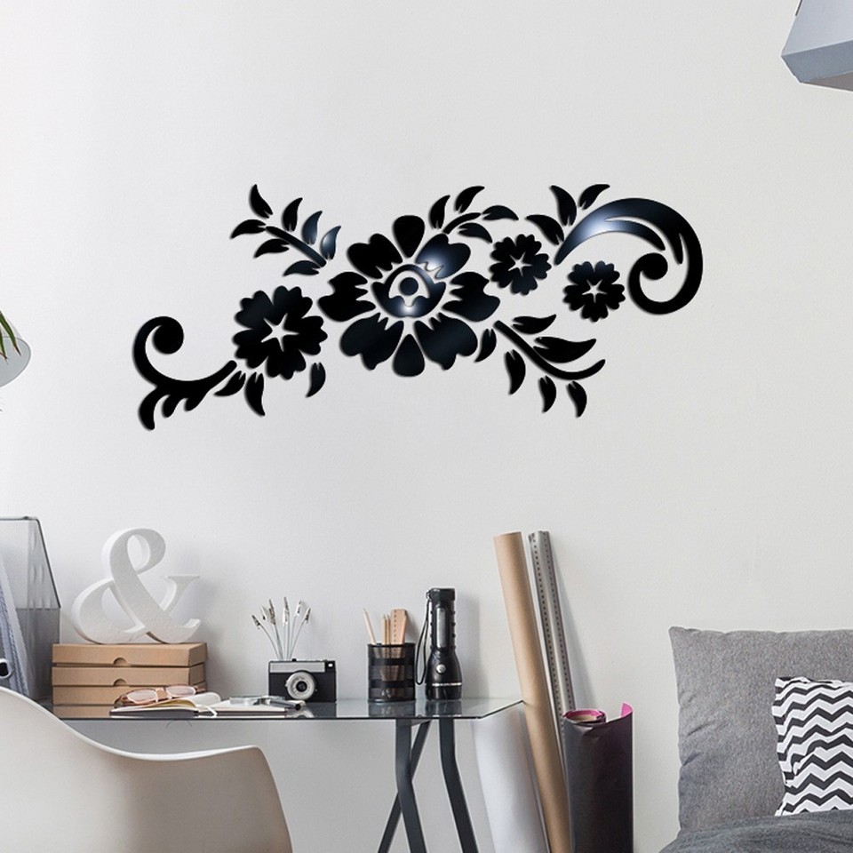 Acrylspiegel Blumen DIY Kunst Wandsticker Wanddekoration für Zuhause