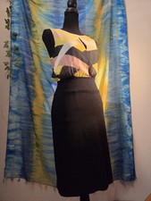 Mango Dress XS Sleeveless Button Accent Yellow Black Beige White