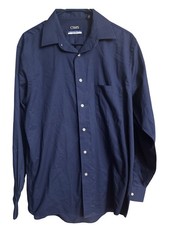 Chaps Men's Long Sleeve Stretch Collar Wrinkle Free Regular Fit Dress Shirt Navy