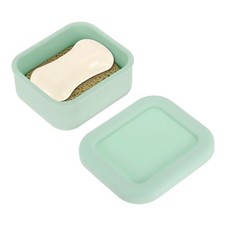 Silicone Soap Travel Case 3.7x3.3x1.6 Inch Soap Container, Green