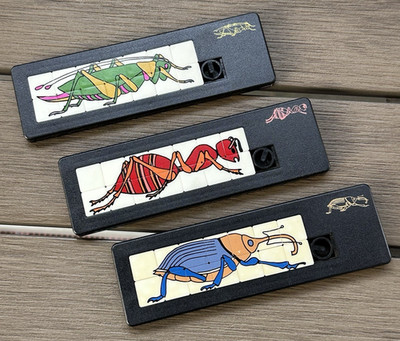 3 Bad Salzuflen Pussycat Slide Insect Tile Puzzle 6'' Germany Ant Beetle GHopper