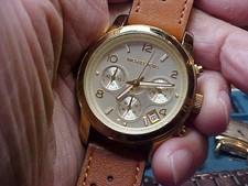 NICE USED MICHAEL KORS WATCH 38MM CHRONO MODEL MK-2175 GOLD PLATED