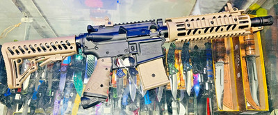 Tippmann TMC M4 Mag-Fed Paintball Marker, .68 Caliber, Desert Earth, Dual-Feed