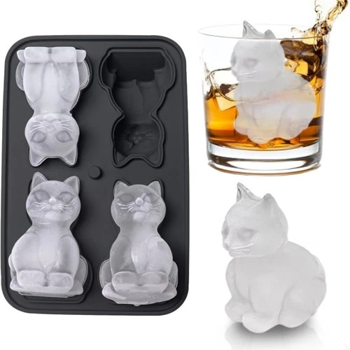 3D Cat Ice Cube Tray Mold BPA-Free Silicone Ice Cube Maker for Whiskey Cocktails - Picture 1 of 8