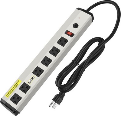 CCCEI Heavy Duty Power Strip Surge Protector 20 Amp, High Amp 6FT, Grey 