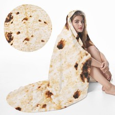 Burrito Tortilla Blanket 80in, Double Sided Super Soft Flannel Throw, Gag Nov...