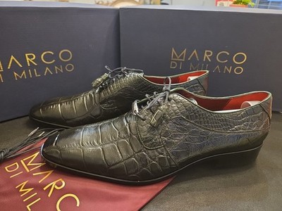 Marco Di Milano Fitipaldi Olive Genuine Alligator Skin Derby Dress Shoes Us 12M