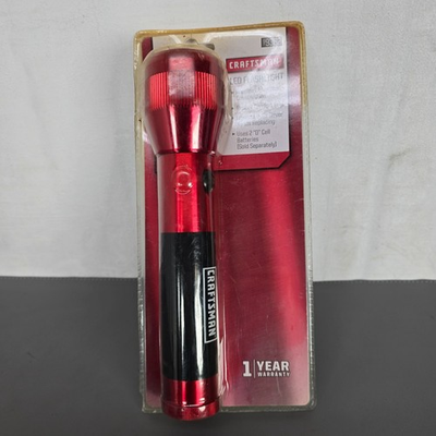 #ad Craftsman LED Flashlight Anodized Aluminum 99362 Lifetime Bulb W Rubber Grip $19.95