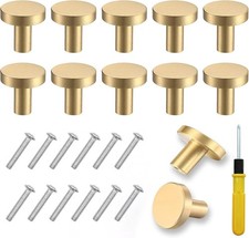 ZOCONE 12 Pcs Gold Drawer Knobs 29mm Round Cabinet Knobs with 12 Screws & 1 Dou