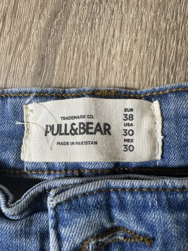 Pull&Bear Jean Carrot Femme Taille 38 Bleu Clair Denim Destroy neuf - Photo 3/4