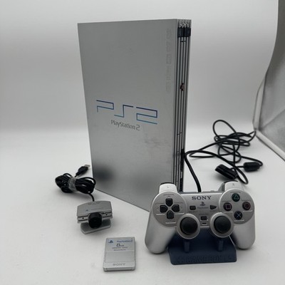 Sony PS2 Playstation 2 Fat Konsole in SIlber - mit Controller Und Zubehörpaket