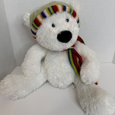 Russ Berrie Bernard the Polar Bear Plush Rikey Austin White Winter Scarf F335