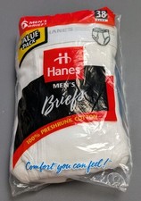 1997 90s 6 Hanes Men's Briefs Style 2249U/Size 38 Pack Of 6 NOS