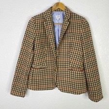 J. Crew Factory Womens Size 6 Brown Plaid Houndstooth Schoolboy Blazer